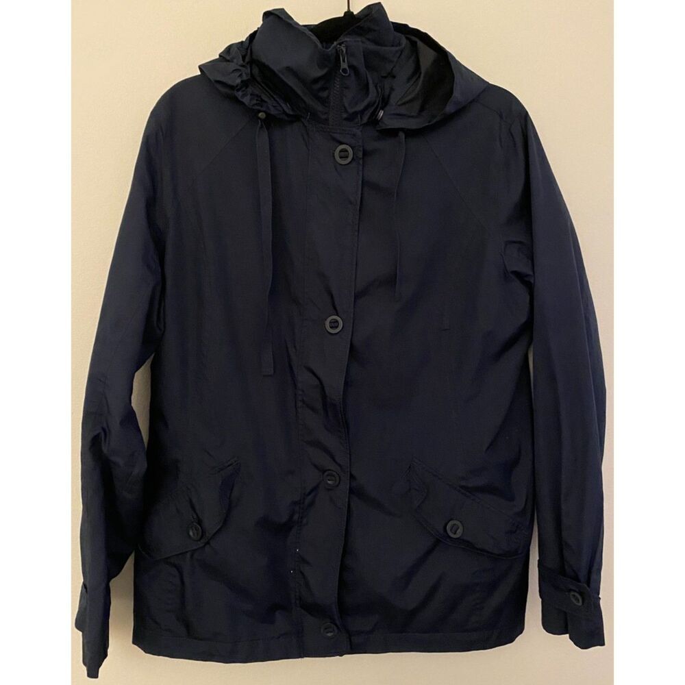 Lands End Navy Full Zip/Button Down Lightweight Jacket Women's Size M (10/12)